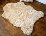 from Bedding Online Beige Faux Fur Sheepskin Modern Style Rug Non Slip Skin Shape Machine Washable 70cm X 100cm