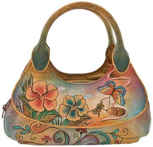 Anuschka Mini Multi-Pocket Flap Satchel (Henna Floral)