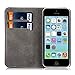 iPhone 5C Case, JAMMYLIZARD Leather [SWISS] Wallet Flip Cover, Brown with integrated magnetic closure