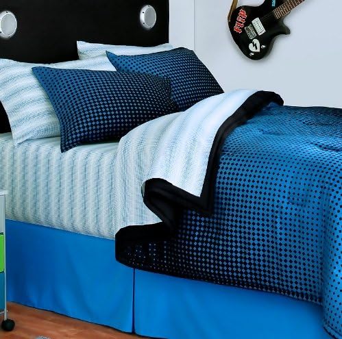 Boys Blue &amp; Black Reversible Full Comforter Set (8 Piece Bed In A Bag)