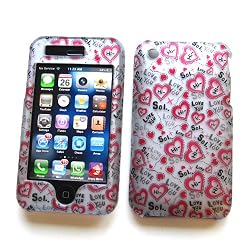 Apple iPhone 3G & 3GS Rubberized Snap-On Protector Hard Case Image Cover "Love You" Design