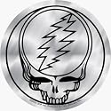 Grateful Dead - 4" Shiny Silver Chrome Steal Your Face - Sticker / Decal