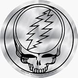 Grateful Dead - 4" Shiny Silver Chrome Steal Your Face - Sticker / Decal