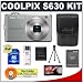 Nikon Coolpix S630 12 Megapixel Digital Camera (Titanium Silver) with 7x Optical Zoom + EN-EL12 Battery + 8GB Card + Leather Case + Accessory Kit