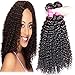 ALI JULIA 3 Bundles Brazilian Virgin Curly Hair Weave 7A Grade 100% Unprocessed Human Hair Weft Extensions Natural Color 95-100g/pc Mixed Length