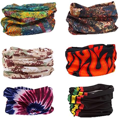 Coolive 16-in-1 6pcs Assorted Multi-purpose Multifunctional Magic Sport Seamless Headwear Bandanas (style1)