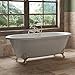 Cast Iron Double Ended Clawfoot Tub 67" X 30" with No Faucet Drillings and Complete Brushed Nickel Plumbing Package