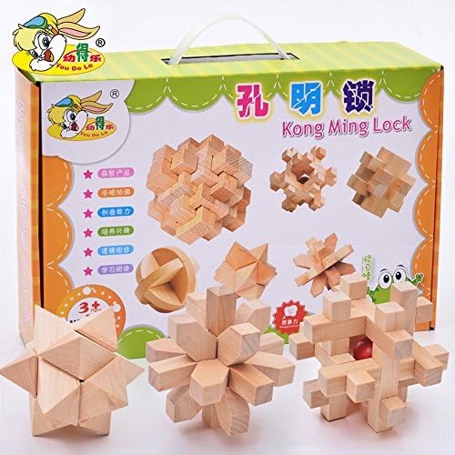 6PCS/Lot Classic IQ Mind Brain Teaser Wooden 3d Assembly Burr Puzzle Interlocking Toys for Adults and Kids