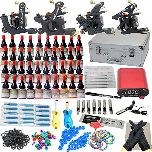 New Complete Pro Tattoo Kit 4 Machine Gun 40 Inks Color Set Mini Power Supply