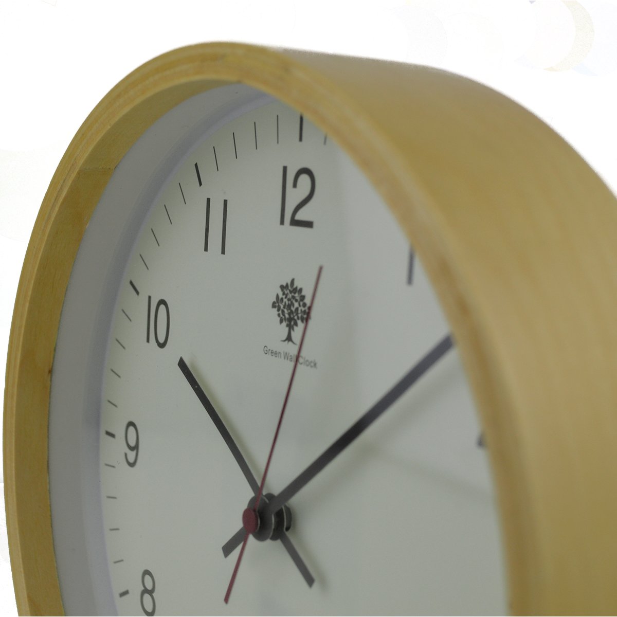 Hippih Silent Wall Clock Wood 8inches Non Ticking Digital Quiet Sweep