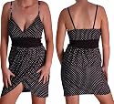 EyeCatchClothing - Spotty Slinky Short Halter Neck Dress