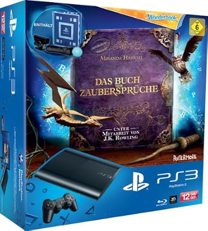 PlayStation 3 - Konsole Super Slim 12 GB (inkl. DualShock 3 Wireless Controller + Move Starter Pack + Wonderbook: Das Buch der Zaubersprüche)