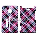 KYOCERA: E1100, Plaid Cross Hot Pink Phone Protector Case kyocera-cell-phones KYOCERA: E1100, Plaid Cross Hot Pink Phone Protector Case