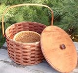 Round Double Pie Carrier Basket with Tray and Lid, 12" X 7". An Ingenious Design Used to Carry up to Two Pies At Once to Take to the Church Socials, Bake Sale, Pot-lucks, and Family Get-togethers. It's Not Too Late to Be Prepared! And As an Added Bonus, You Also Get an Authentic Amish Pie Recipe with the Purchase of the Single or Double Pie Carrier Basket! Collectible Handmade Primitive Decor. This Double Pie Carrier Basket Was Featured and Reviewed in the Los Angeles Times News Paper. Amish Handmade Primitive Country Amish Country Handmade - Very Popular! Top Seller! Amish Made in the Usa!