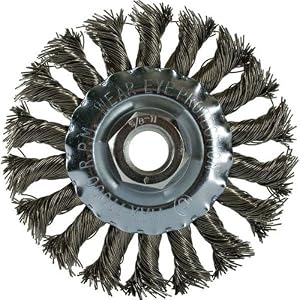 Stainless Wire Knot Wheel Regular Twist 4 x 5 8-11- Used for Deburring, Removing Paint,... by Heleta