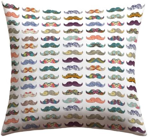 DENY Designs Bianca Green Mustache Mania Outdoor Throw Pillow, 18 by 18-Inch