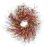 Melrose International  26-Inch Polyester and Twig Wispy Leaves and Berry Wreath