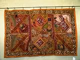 Review www.mogulinterior.com  / ANTIQUE ORANGE HAND CRAFTED SARI TAPESTRY THROW WALL HANGING XL