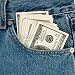 Wallmonkeys Peel and Stick Wall Decals - Money in Front-pocket of Jeans - Removable Graphic