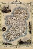 IMAGE OF 1800'S MAP IRELAND DUBLIN IRISH SEA 1850 VINTAGE POSTER