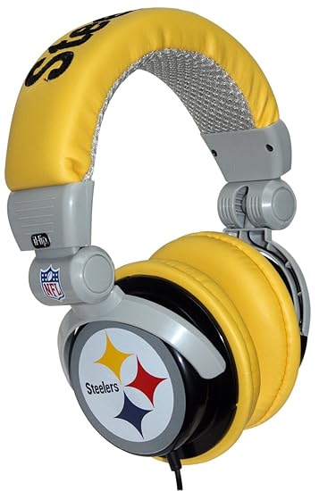iHip NFH22PS NFL Pittsburgh Steelers DJ Style Headphones, Black/Yellow (Discontinued by Manufacturer)