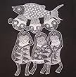 Fish People Group Indonesian Hand Dyed Batik Fabric Panel