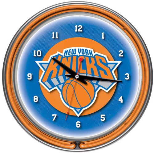 NEW New York Knicks NBA Chrome Double Ring Neon Clock (Game Room Products)