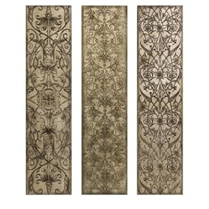 IMAX Filligree Pattern Black and White Wall Panels Set of 3