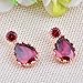 Junxin Jewelry Waterdrop Ruby Swarovski Dangle Earring Rose Gold Plated