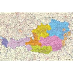 Poster Map of Austria - �sterreich Karte - Gr��e 61 x 91,5 cm - Maxiposter