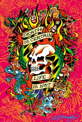 1art1 Empire 157737 Ed Hardy, Death is CertainTatoo Plakat Poster Druck - 61 x 91.5 cm