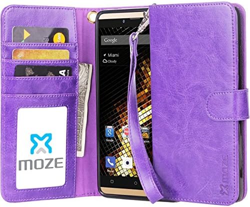 Blu VIVO XL Case, Moze Blu VIVO XL Wallet Case [4 Card Slots ] [Wrist Strap] [Stand Feature] PU Leather Flip Wallet Case Cover for Blu VIVO XL (Purple)