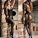 Stjubileens Sexy Womens Sheer Black Crotchless Fishnet Suspender Bodystocking Lingerie