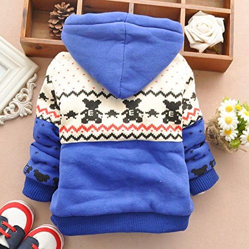 TOSHOO Kids Baby Boys Girls Thick Hoodie Coat Outwear Jacket (6(Advice 6-12 Months), Blue)