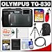 Olympus Tough TG-830 iHS Shock & Waterproof Digital Camera (Black) with 32GB Card + Case + Battery + Flex Tripod + HDMI Cable + Accessory Kit