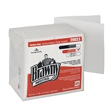 Brawny Industrial 20023 White 1/4 Fold Medium Duty All Purpose DRC 1/4 Fold Wiper, 12.5" Length x 13" Width (Case of 18 Poly Packs, 65 per Pack)