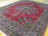 10'0 x 13'1 Red Persian Hand Knotted Mashad Rug