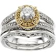 14K Two-Tone Gold Natural Yellow and White Diamond Wedding Set Semimount - 0.25 Ct. - CENTER STONE NOT INCLUDED