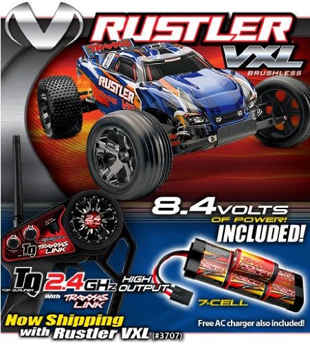 Traxxas RTR 1/10 Rustler VXL 2.4GHz with 7 Cell Battery and Charger