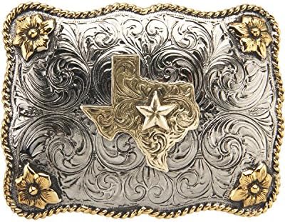 Andwest Men's Two-Tone Texas Star Belt Buckle Two Tone One Size