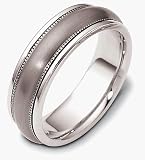 Wedding 7mm Titanium and Platinum Band Ring