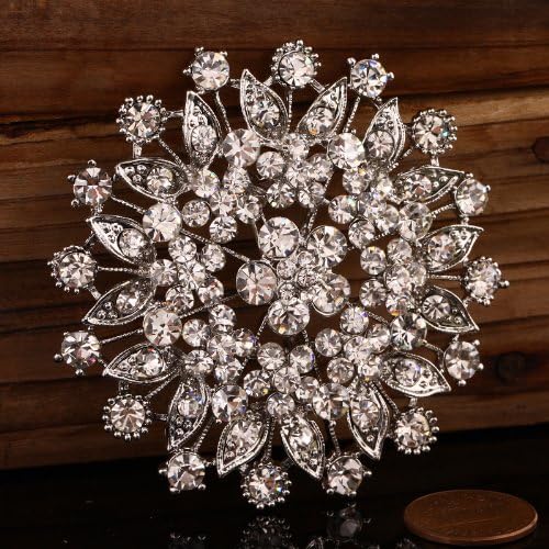 1pc flower Rhinestone Crystal Wedding Bridal Bouquet Flower Pearls Brooch Pin