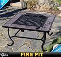 New Steel Fire Pit Square BBQ Firepit Outdoor Patio Garden Grill