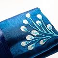 Silk Jewellery Roll, Fairtrade, Sapphire Blue Silk with Embroidery