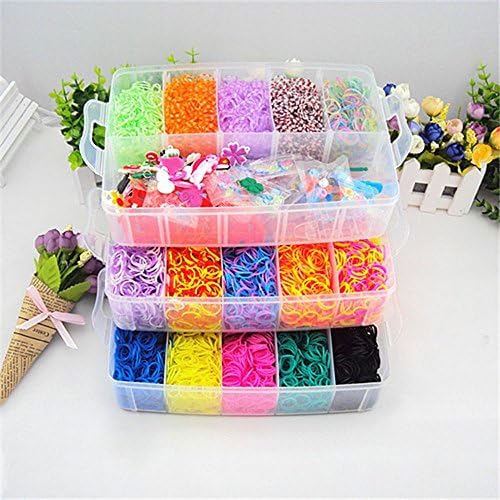 Singwing 15000 Colorful Rainbow Loom Rubber Band and Storage Organizer Bundle, Fun DIY for Kids,25Colors-Q1008