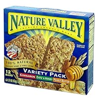 Nature Valley Crunchy Granola Bars, Variety Pack of Cinnamon, Oats 'n Honey, and Peanut Butter, 12-Count Boxes (Pack of 6)