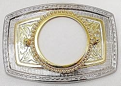 Sterling Silver/Gold Plated Dollar Holder Belt Buckle