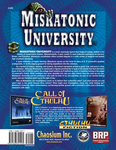 Cover image : Miskatonic University: A Sourcebook For Call Of Cthulhu (Call of Cthulhu Roleplaying Game)