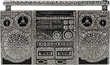 Rhinestone Old School Boombox Chrome Belt Buckle