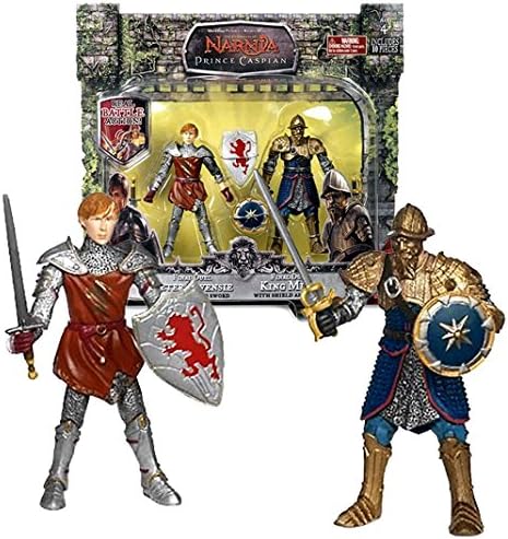 Jakks Pacific Year 2007 Disney Movie Series "The Chronicles of Narnia - Prince Caspian" 2 Pack 4 Inch Tall Action Figure - Final Duel PETER PEVENSIE with Shield and Sword Plus Final Duel KING MIRAZ with Shield and Sword